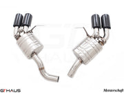 Premium exhaust system for Porsche Macan I4 Turbo (2022+) featuring stainless steel construction and dual tips.
