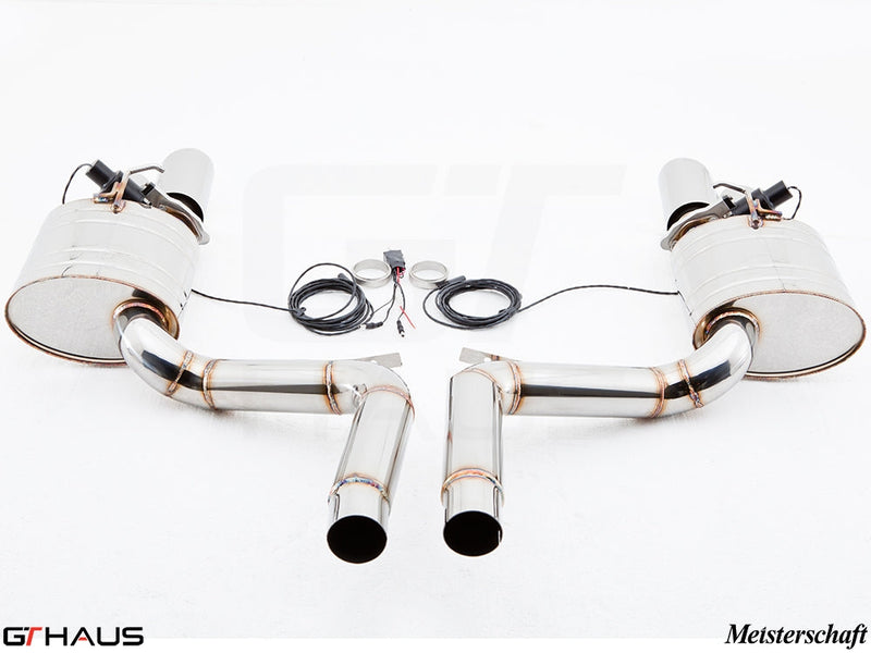 Premium exhaust system for Porsche Panamera Sedan 970 V6 3.6L, featuring stainless steel construction and electronic valve control.