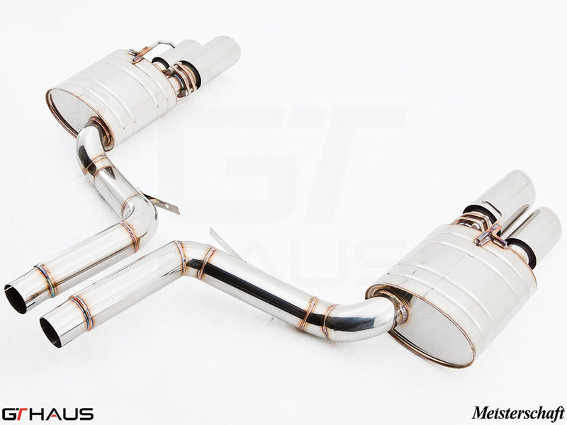 Premium performance exhaust system for Porsche Panamera 970 V8 Executive model, featuring stainless steel construction and dual tips.