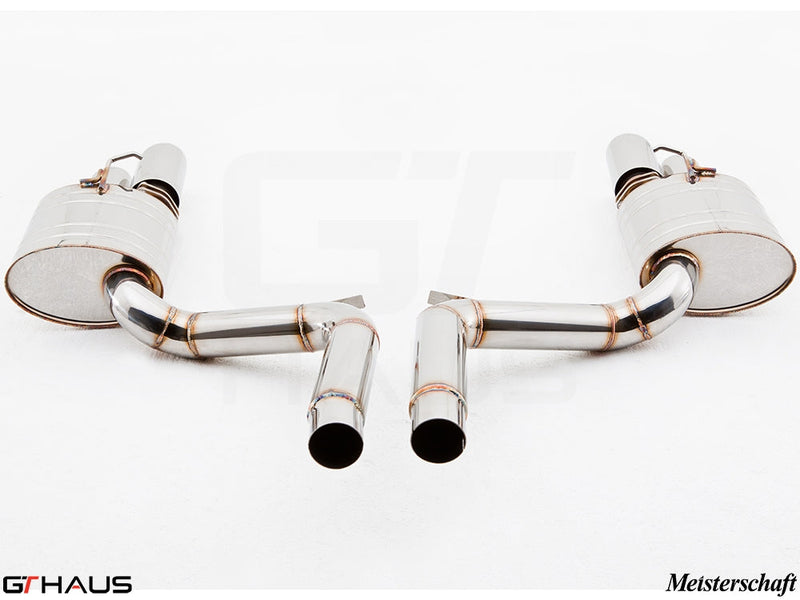 Premium exhaust system for Porsche Panamera 970 Executive Model, featuring dual polished tips and stainless steel construction.