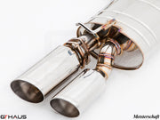 Premium exhaust system for Porsche Panamera 970 V8 models, featuring polished stainless steel tips and precision craftsmanship.