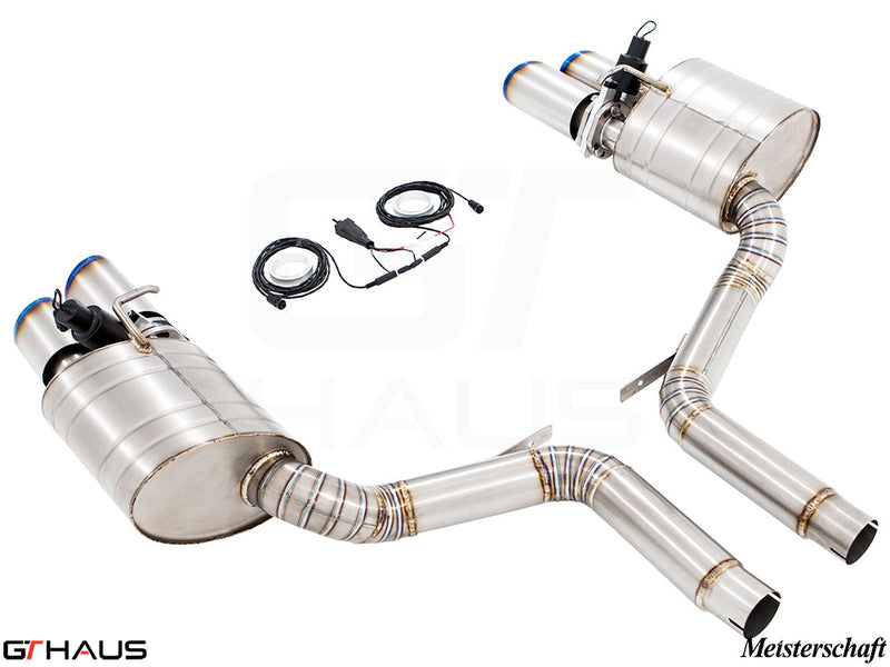 Premium exhaust system for Porsche Panamera 970 V8 Executive model, featuring stainless steel construction and electronic valve control.