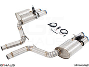 Premium performance exhaust system for Porsche Panamera 970 V8 Executive model, featuring stainless steel construction and electronic valve control.