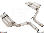 Premium exhaust system for Porsche Panamera 970 V8 Executive model, featuring stainless steel construction and dual tips.