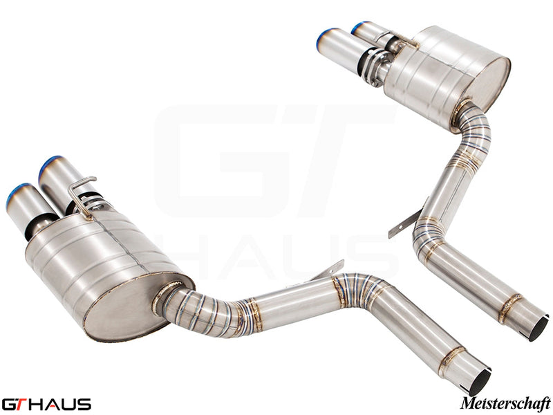 Premium exhaust system for Porsche Panamera 970 V8 Executive model, featuring stainless steel construction and dual tips.