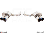 Premium exhaust system for Porsche Panamera 970 V8 models, featuring dual tips and stainless steel construction.