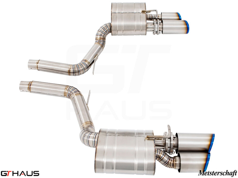 Premium performance exhaust system for Porsche Panamera Sedan 970 V8 models, featuring stainless steel construction and dual tips.