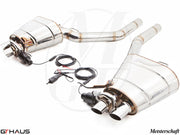 Premium exhaust system for Rolls Royce Dawn V12 Bi-turbo Coupe, featuring polished stainless steel and electronic valve control.