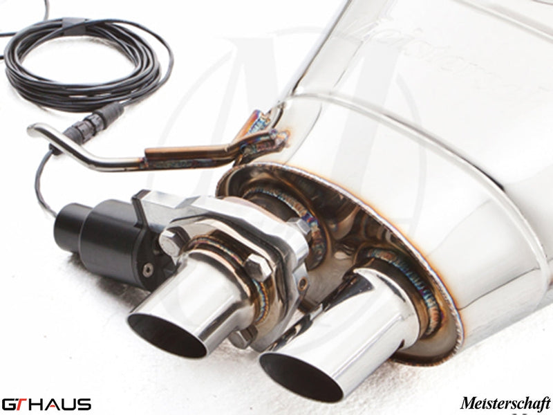 Premium exhaust system for Rolls Royce Dawn V12 Bi-turbo, featuring dual polished tips and electronic valve control.
