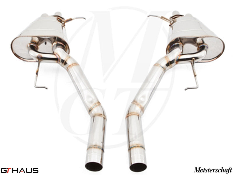 Premium Meisterschaft exhaust system for Rolls Royce Dawn V12 Bi-turbo Coupe, featuring polished stainless steel construction.