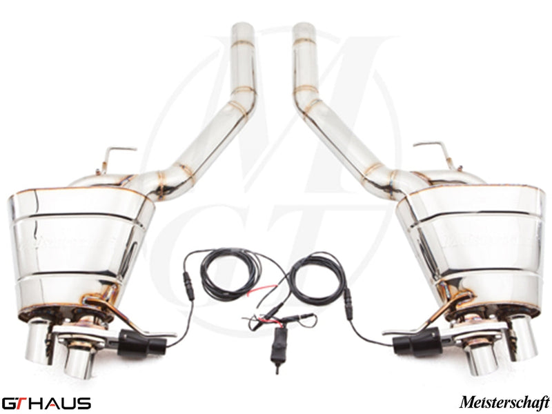 Premium Meisterschaft exhaust system for Rolls Royce Ghost V12 Bi-turbo sedan, featuring polished stainless steel construction.
