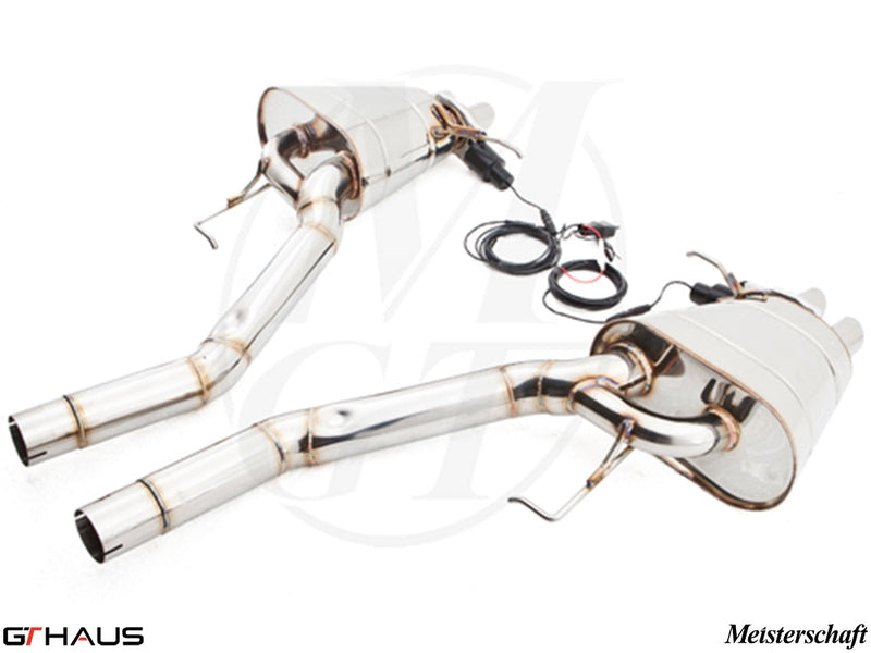 Premium performance exhaust system for Rolls Royce Ghost V12 Bi-turbo sedan, featuring stainless steel construction and electronic valve control.
