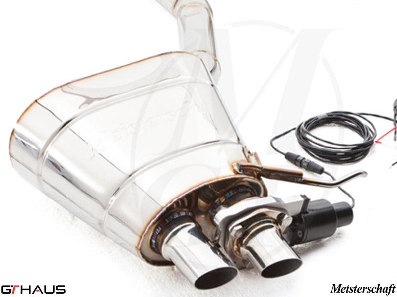 Premium exhaust system for Rolls Royce Ghost V12 Bi-turbo sedan, featuring dual tips and electronic valve control.