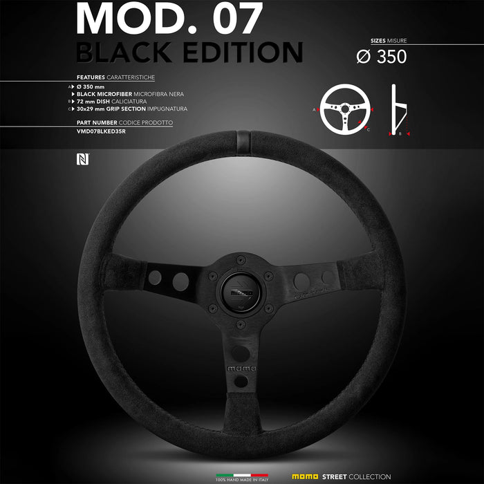 MOMO MOD.07 350 Diam 72 Dish Blue Microfiber Anthracite Anodized Spokes 1 Stripe