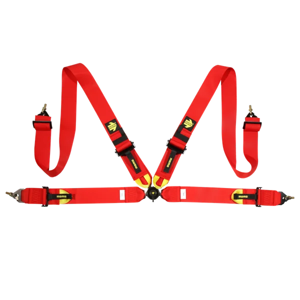 MOMO Corsa Harness 3x3 Camlock 4pt Clip In Restraint - Red