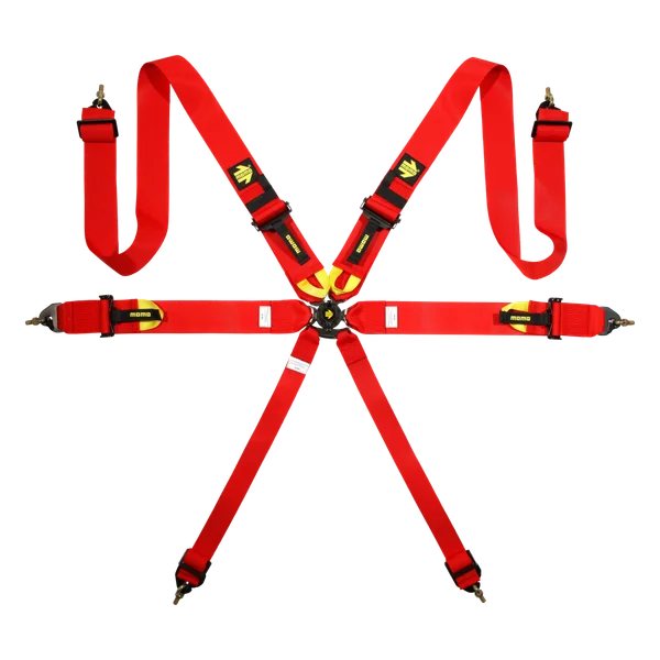 MOMO Corsa Harness 3x3x2 Camlock 6pt Clip In Restraint - Red