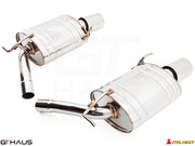 Premium performance exhaust system for Infiniti G37/Q40, featuring polished stainless steel construction and enhanced sound.
