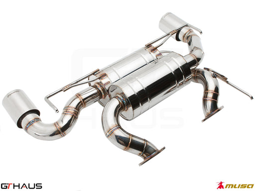 Premium performance exhaust system for Infiniti G37, G37S Coupe, Cabrio, and Q60 Coupe, featuring stainless steel construction.