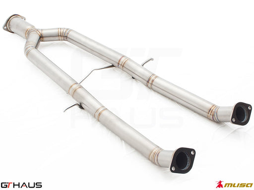 Straight cat-back mid pipe section for Infiniti G37, G37S Coupe, Cabrio, and Q60 Coupe, designed for GTS models.