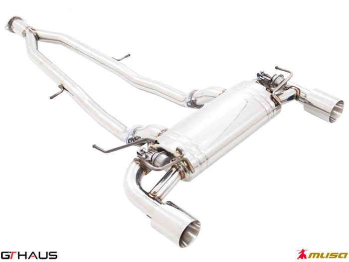 Premium stainless steel exhaust system for Infiniti G37, G37S Coupe, Cabrio, and Q60 Coupe, enhancing performance and sound.