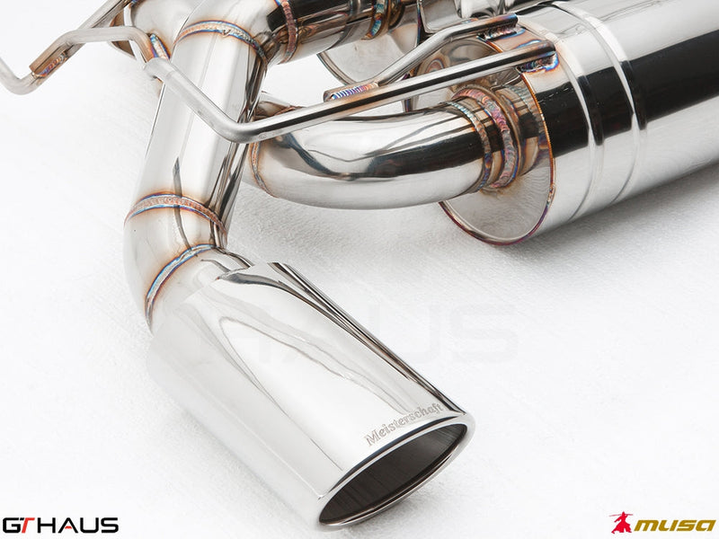 Premium stainless steel exhaust system for Infiniti G37, G37S, Cabrio, and Q60 Coupe, featuring polished finish and precision engineering.