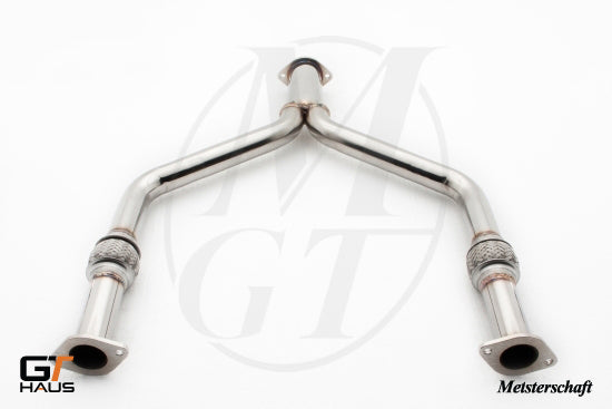 Premium stainless steel Y-pipe collector section for Infiniti Q50 Sedan 3.0 V6 Turbo, enhancing exhaust flow and performance.