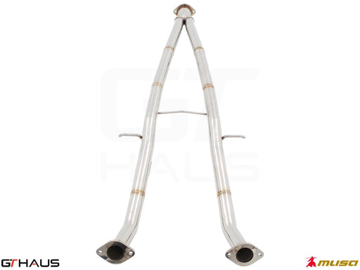 Straight cat-back mid pipe section for Infiniti Q50 Sedan 3.7L V6 VVEL, designed for GT/GT2/GTS models, featuring stainless steel construction.