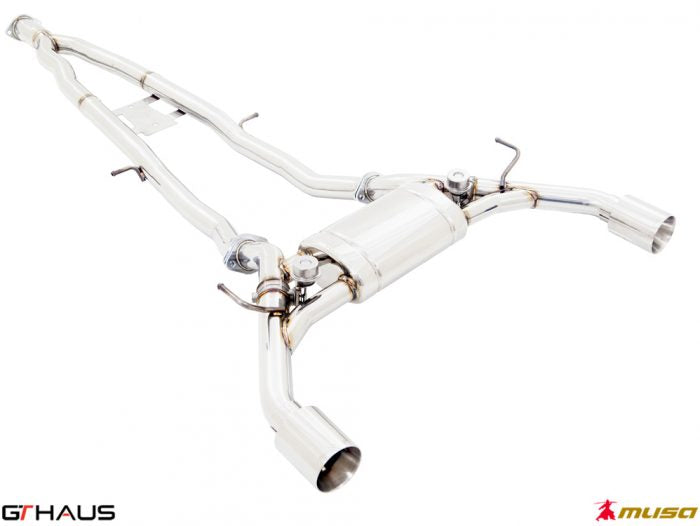 Premium performance exhaust system for Infiniti Q50 Sedan 3.7 Litre V6 VVEL, featuring stainless steel construction.