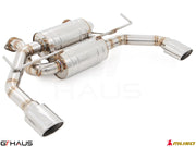 Premium performance exhaust system for Infiniti Q50 Sedan 3.7L V6 VVEL, featuring stainless steel construction and dual tips.