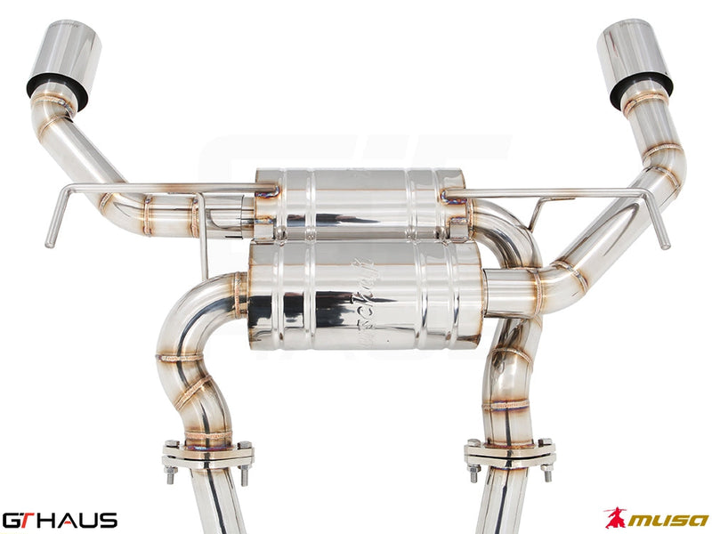 Premium performance exhaust system for Infiniti Q60 Coupe RS400, featuring stainless steel construction and electronic valve control.