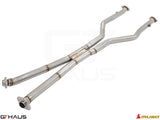 Premium cat-back LSR pipe for 2012+ Lexus GS-F V8, featuring front and mid sections in durable stainless steel.