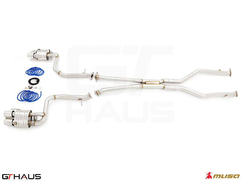 Premium performance exhaust system for Lexus GS-F (V8) 2012+, featuring stainless steel construction and electronic valve control.