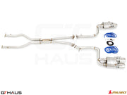 Premium performance exhaust system for Lexus GS-F V8 (2012+) featuring stainless steel construction and electronic valve control.