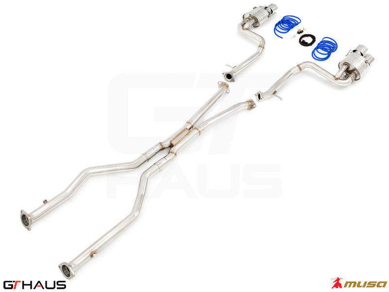 Premium performance exhaust system for Lexus GS-F (V8) 2012+, featuring stainless steel construction and electronic valve control.