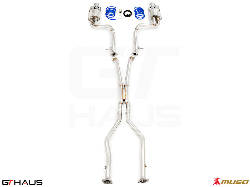 Premium performance exhaust system for Lexus GS-F (V8) 2012+, featuring stainless steel construction and electronic valve control.