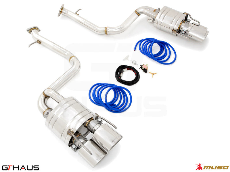 Premium performance exhaust system for Lexus GS-F (V8) 2012+, featuring stainless steel construction and electronic valve control.
