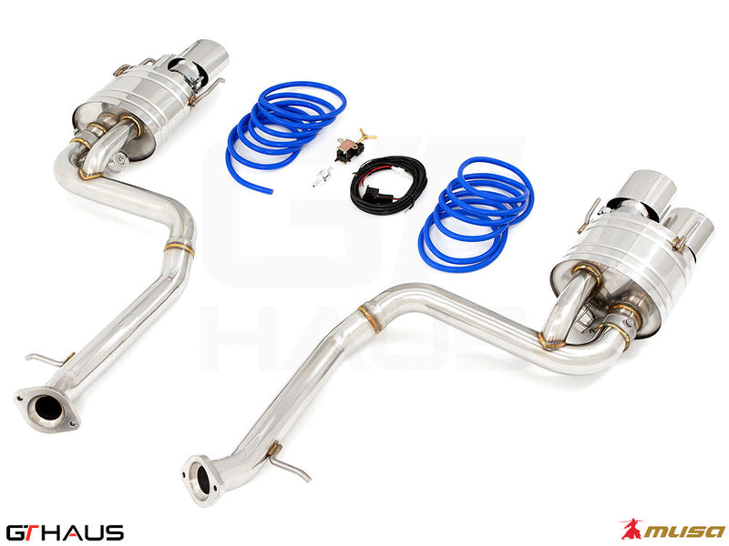 Premium performance exhaust system for Lexus GS-F V8 (2012+) with stainless steel construction and electronic valve control.