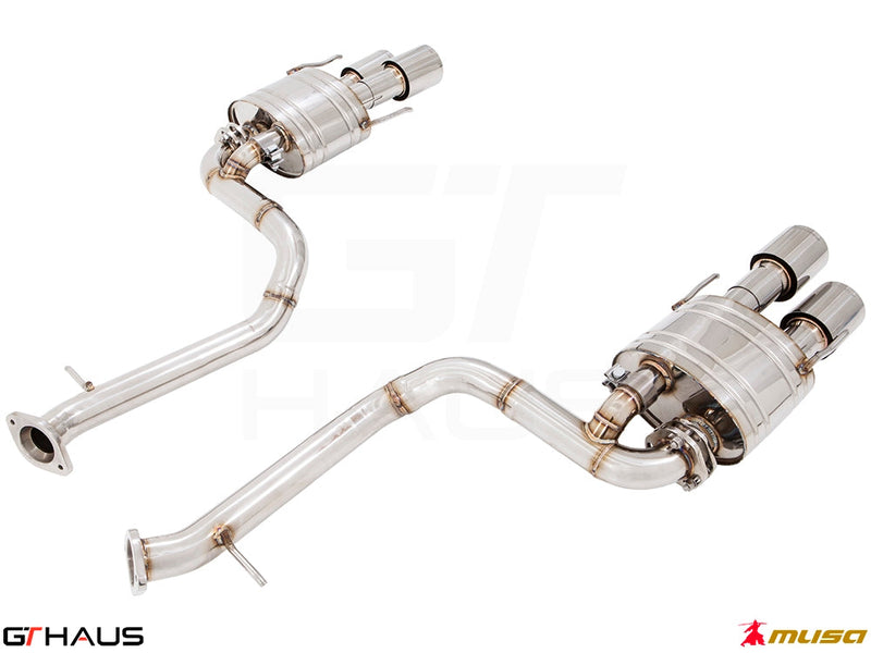 Premium performance exhaust system for Lexus GS-F (V8) 2012+, featuring stainless steel construction and dual tips.