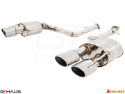Premium exhaust system for Lexus GS-F (V8) 2012+, featuring polished stainless steel and dual tips for enhanced performance.