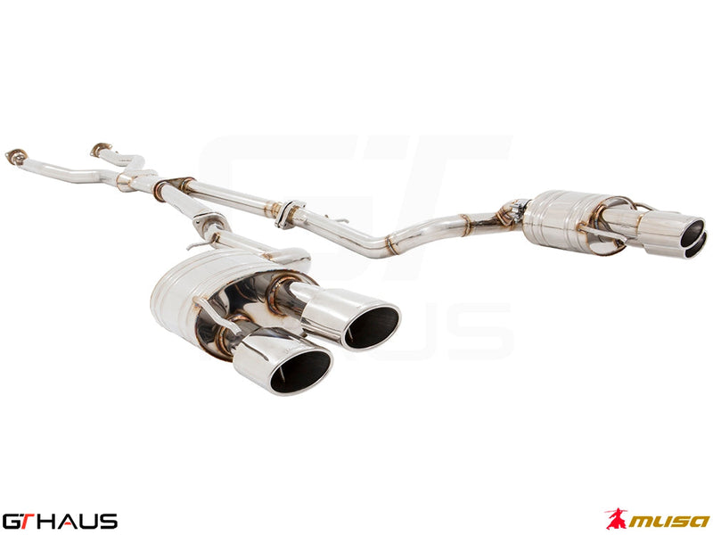 Premium performance exhaust system for Lexus GS-F (V8) 2012+, featuring stainless steel construction and dual tips.