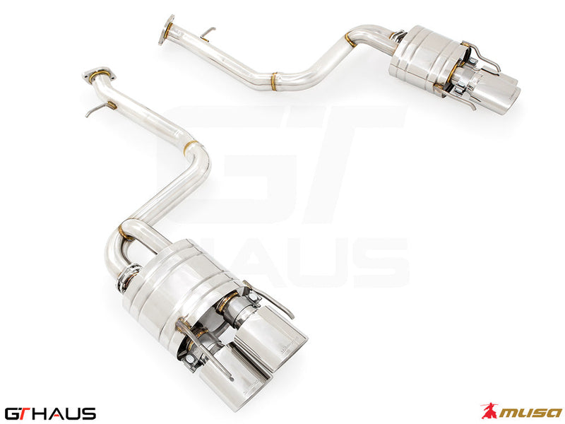 Premium performance exhaust system for Lexus GS-F (V8) 2012+, featuring stainless steel construction and electronic valve control.
