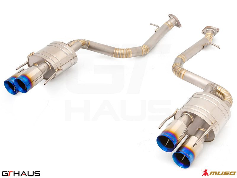 Premium performance exhaust system for Lexus GS-F (V8) 2012+, featuring stainless steel construction and dual tips.