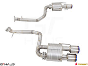 Premium performance exhaust system for Lexus GS-F (V8) 2012+, featuring stainless steel construction and dual tips.