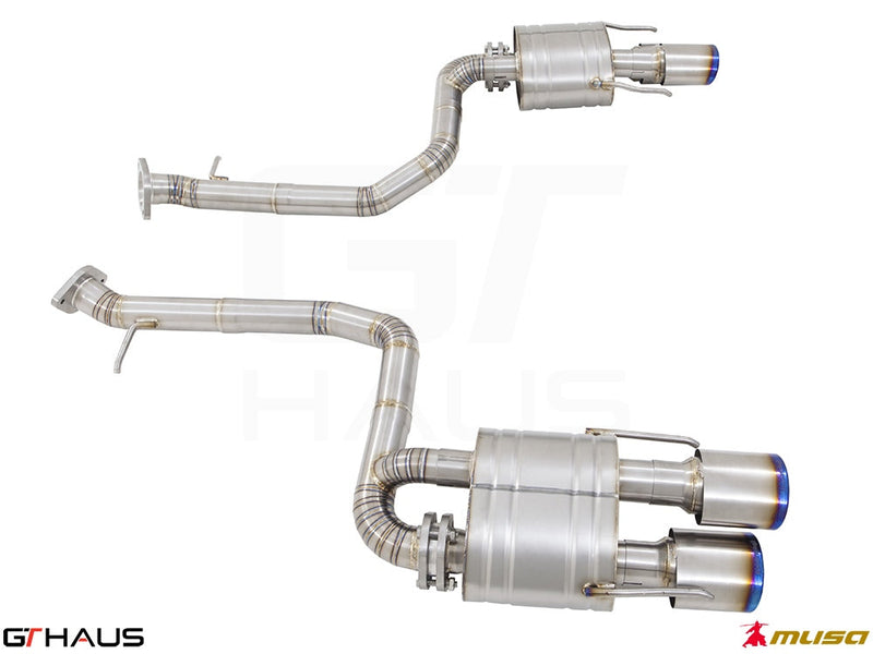 Premium performance exhaust system for Lexus GS-F (V8) 2012+, featuring stainless steel construction and dual tips.