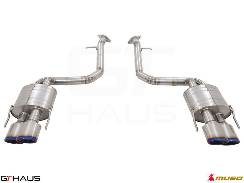 Premium performance exhaust system for Lexus GS-F (V8) 2012+, featuring stainless steel construction and dual tips.