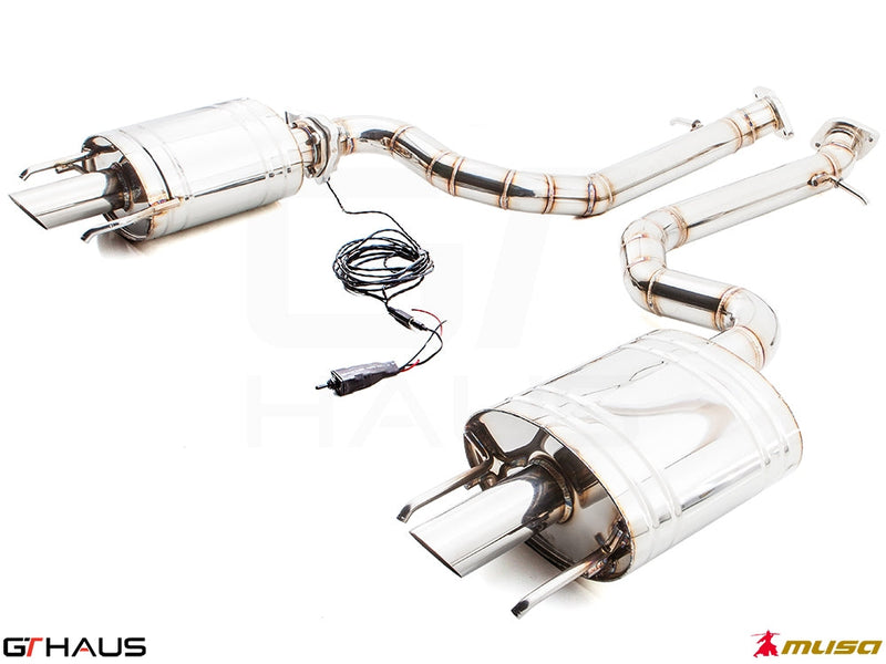 Premium stainless steel exhaust system for Lexus GS 350 F-Sport (RWD) 2012+, featuring electronic valve control.