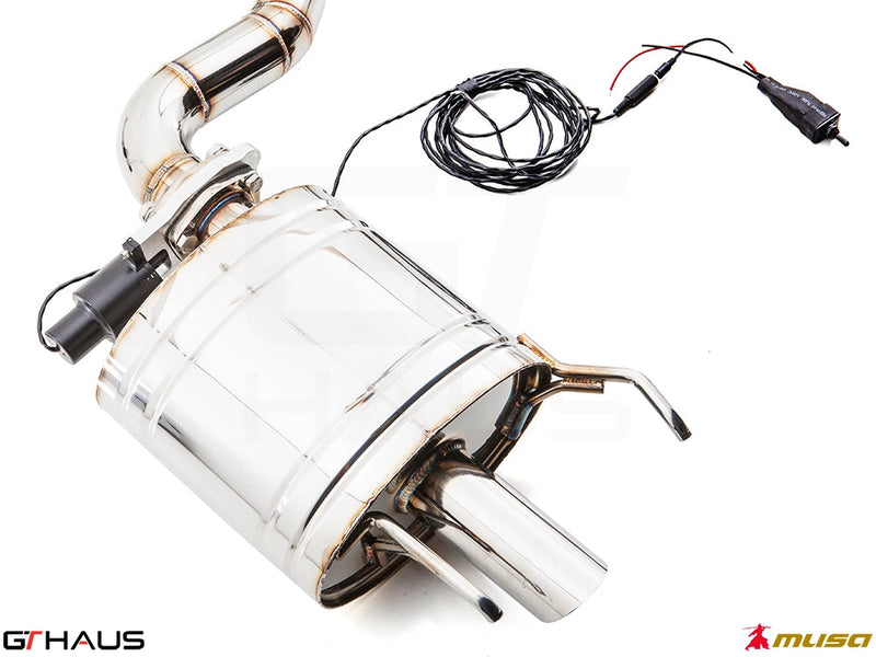 Premium stainless steel exhaust system for Lexus GS 350 F-Sport (RWD) 2012+, featuring electronic valve control.