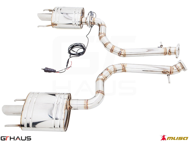 Premium performance exhaust system for Lexus GS 350 F-Sport (RWD) 2012+, featuring stainless steel construction and electronic valve control.