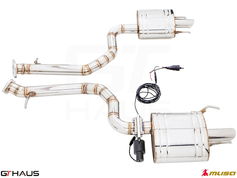 Premium stainless steel exhaust system for Lexus GS 350 F-Sport (RWD) 2012+, featuring electronic valve control.