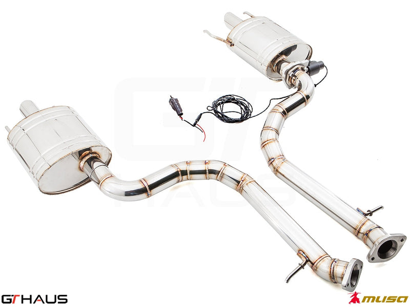Premium performance exhaust system for Lexus GS 350 F-Sport (RWD) featuring stainless steel construction and electronic valve control.